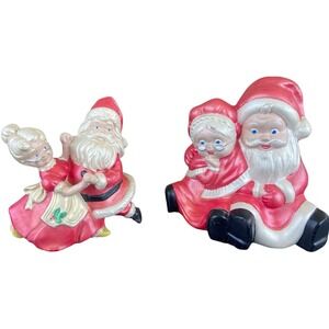 Vintage Ceramic Santa Mr Clause and Mrs Clause Dancing Hug Christmas Holiday